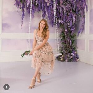 Needle & Thread 🧵 Floral Embroidered Blush Pink Dress Size 4 Worn Once